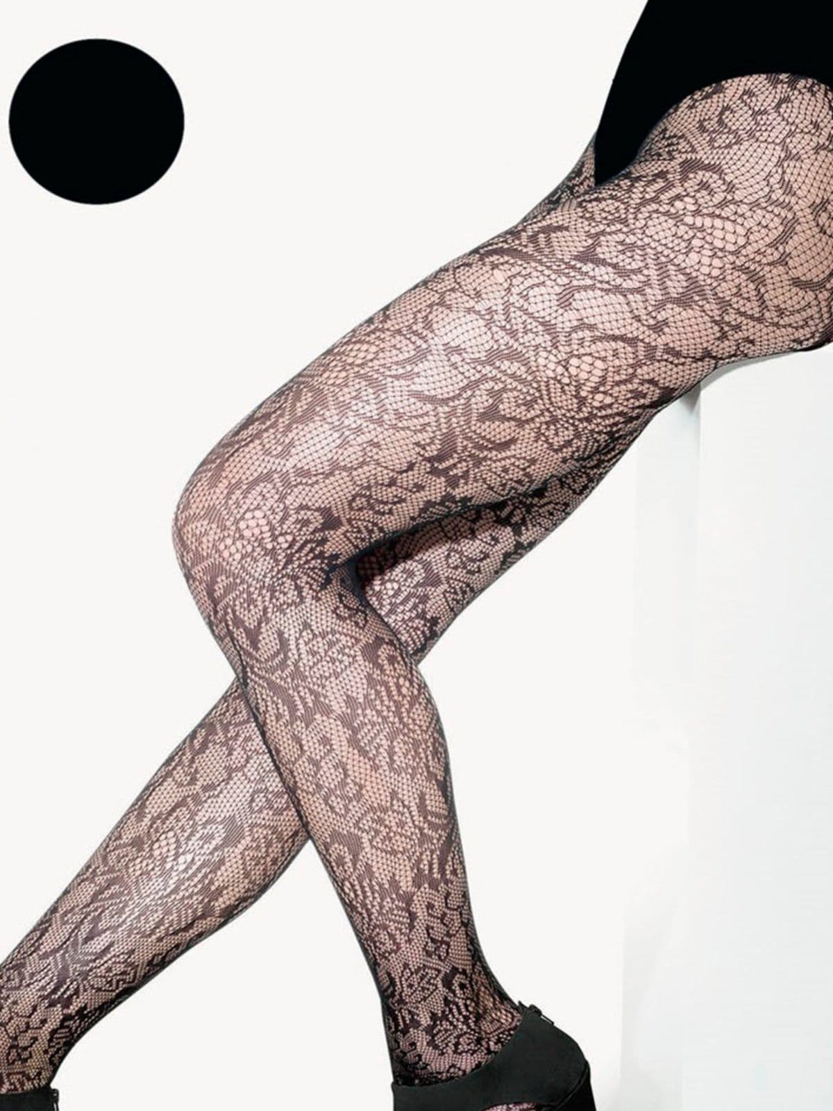 Vista 2 Meia Calça Rendada Loba Lupo preto