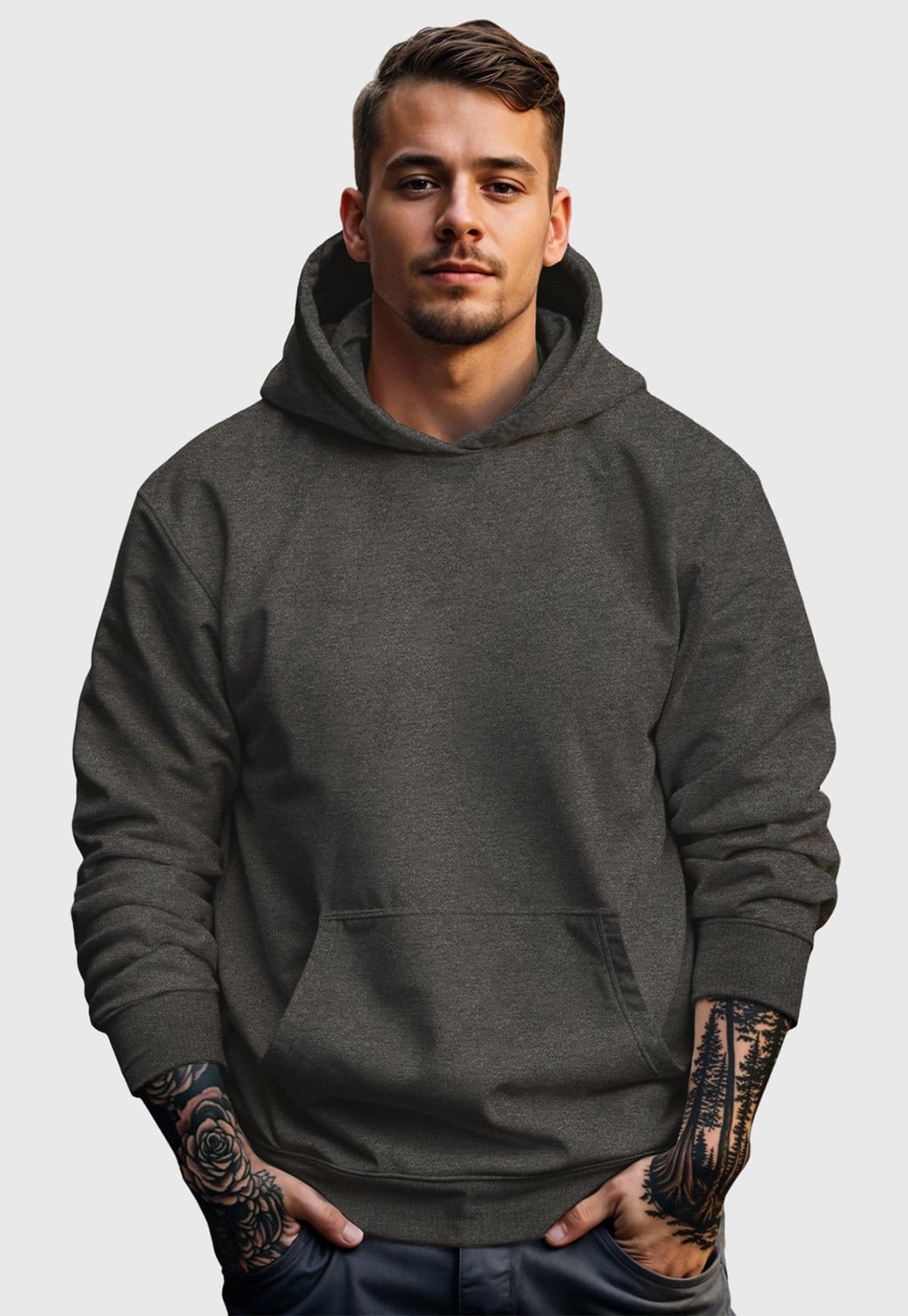 Vista 2 Moletom Canguru Masculino Flanelado Com Capuz Chumbo Benellys grafite