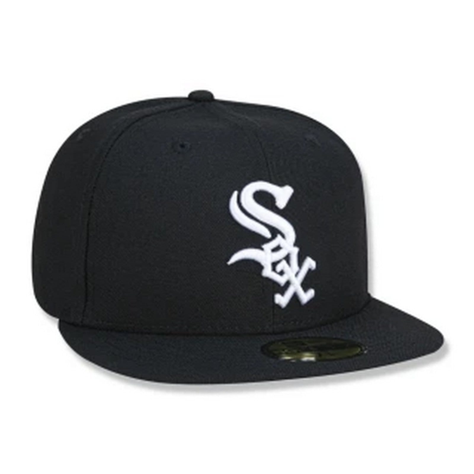 Vista 2 Boné New Era 59fifty Chicago White Sox Aba Reta Fitted Preto new era preto white
