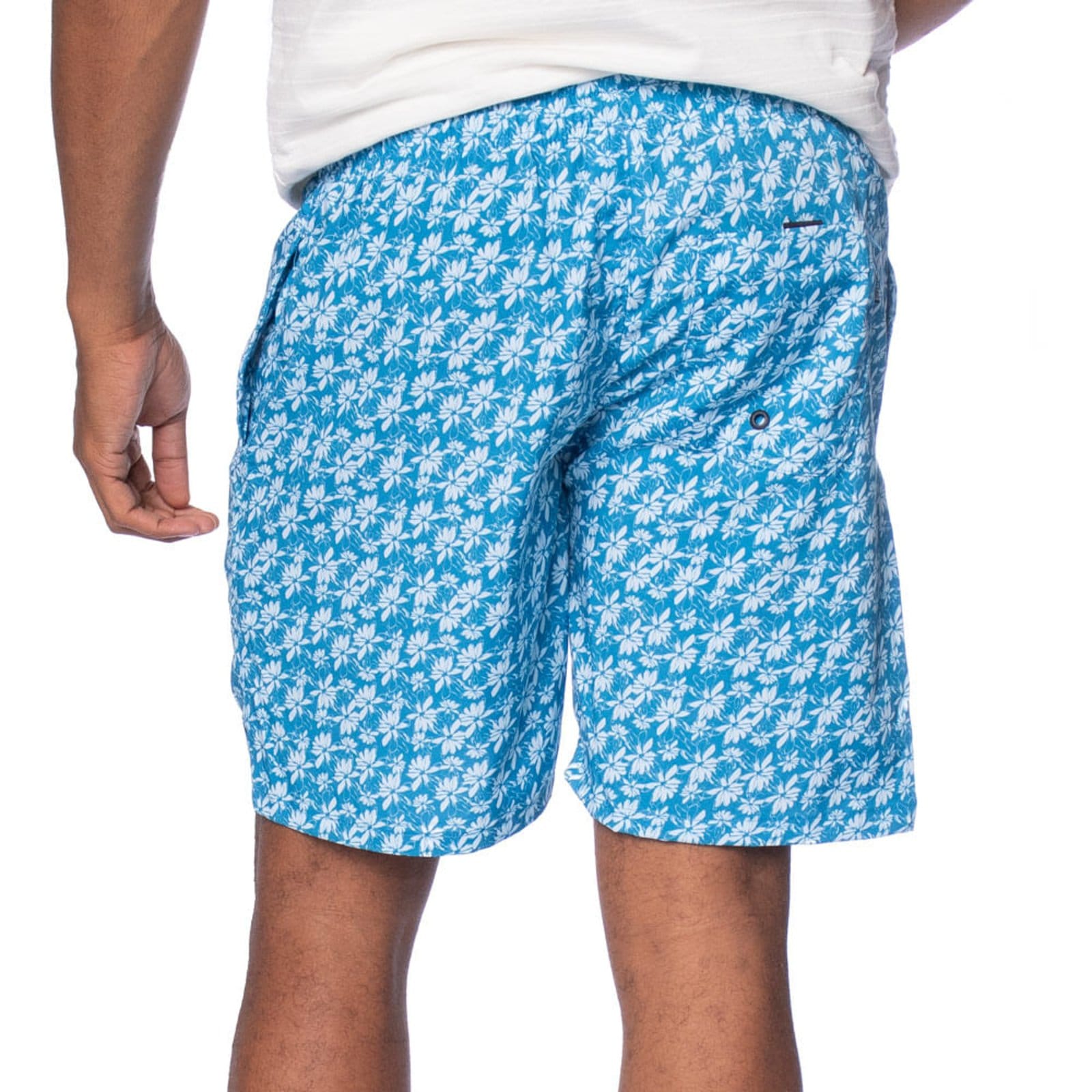 Vista 2 Short Masculino Nicoboco Estampa Floral Branco Nicoboco azul