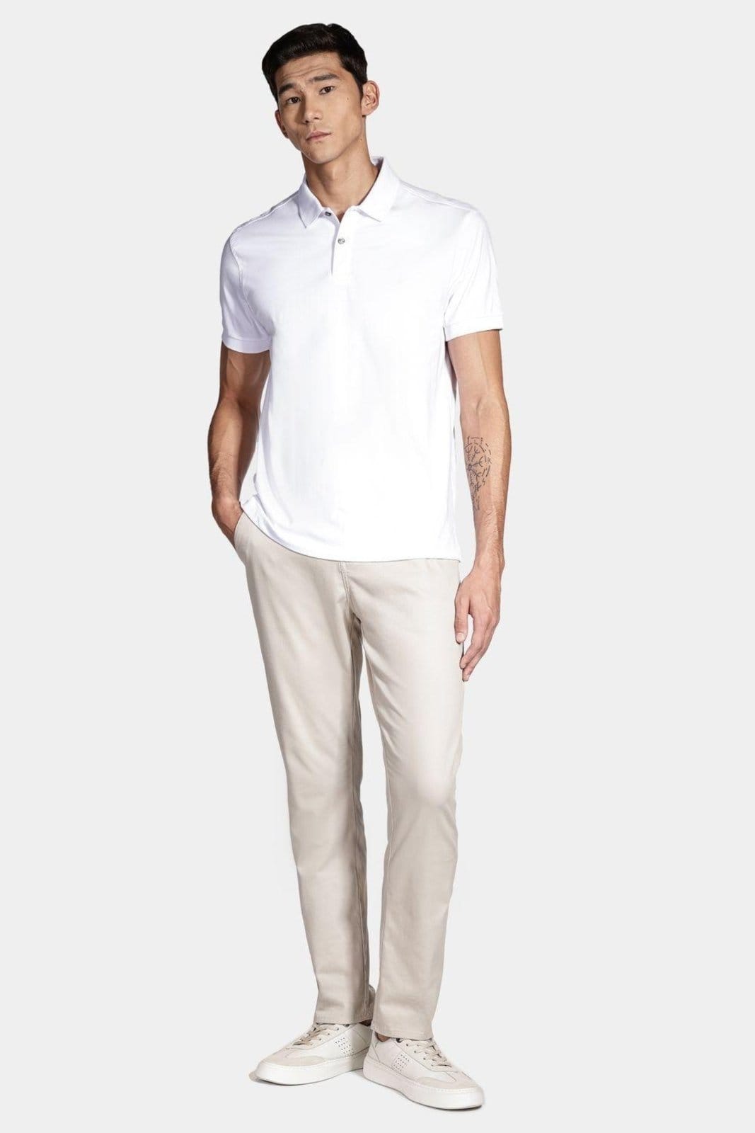 Vista 2 Polo Aramis Malha Lisa Off White Aramis branco white