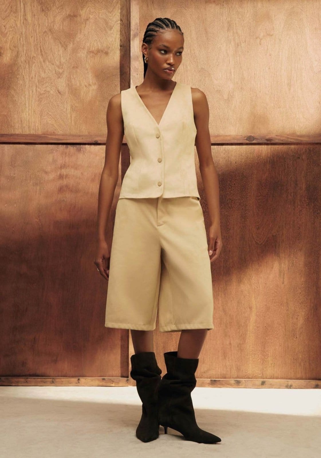 Vista principal Colete Ajustado Alongado My Favorite Things bege