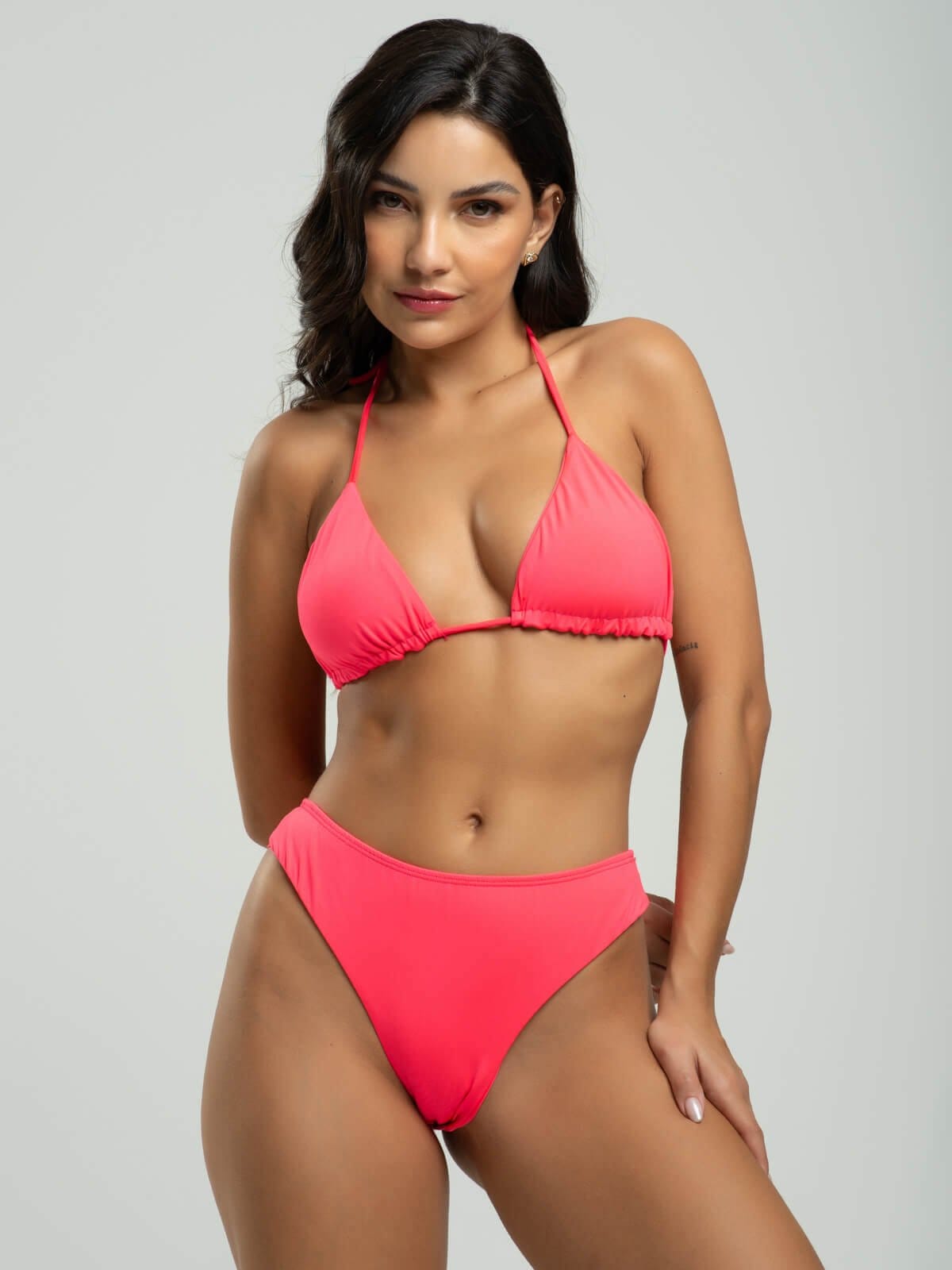 Vista 2 Biquini Cortininha Calcinha Fio Duplo Proteção Uv 50+ Vicbela Rosa Vicbela pink/rosa rosa