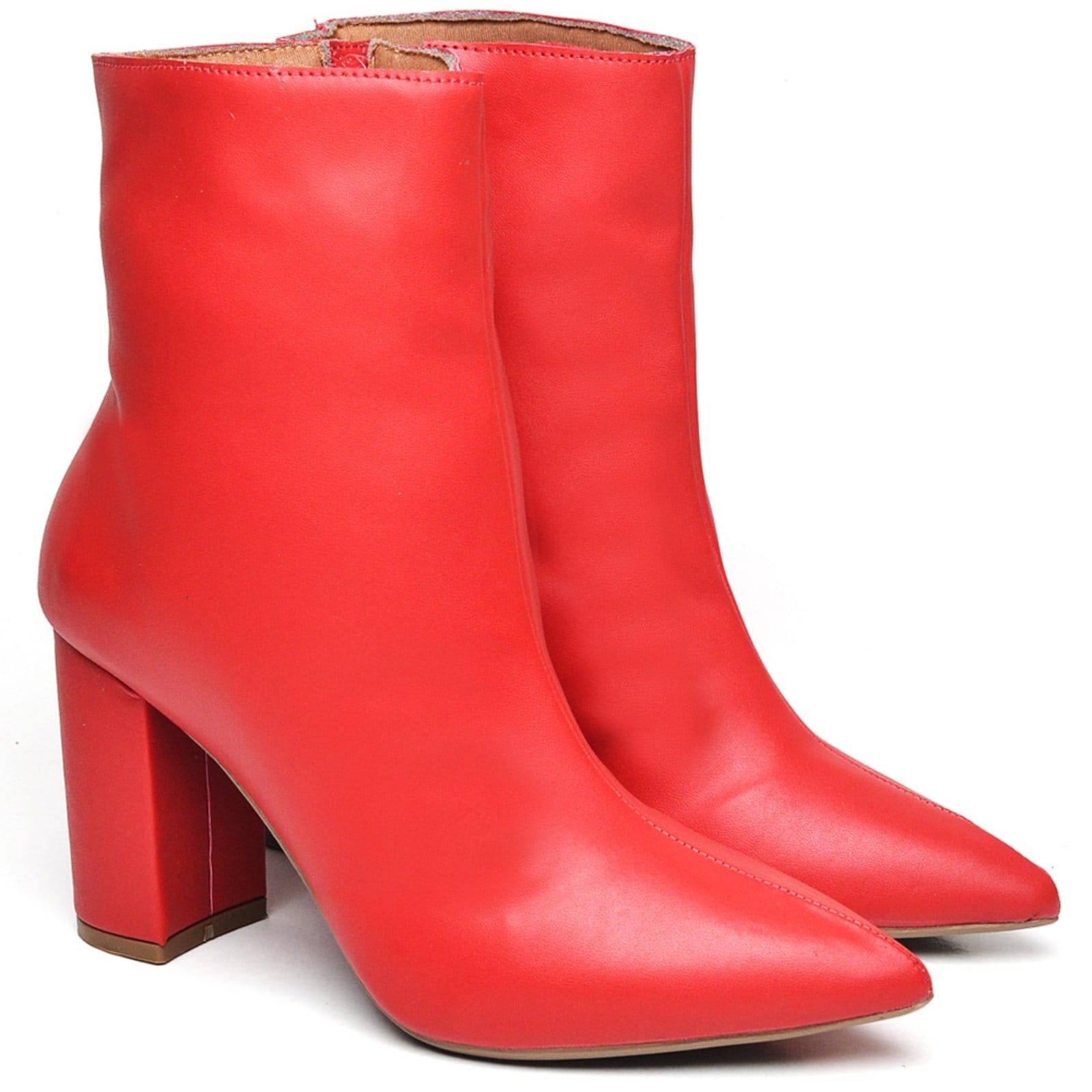 Vista principal Bota Cano Curto Salto Grosso Médio Napa Ella's ZAFREM vermelho