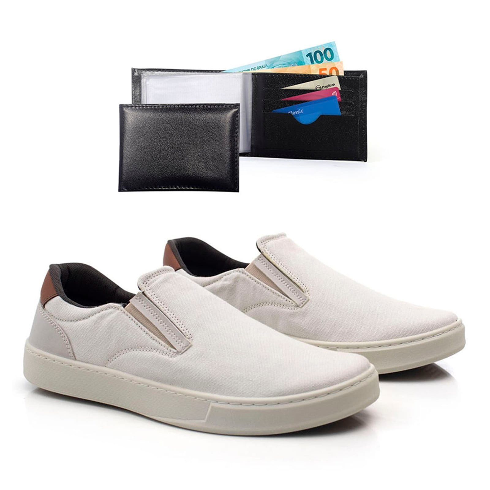 Vista principal Tenis Iate Casual Masculino Com Carteira Confortavel Bredeni Sapatenis Dia A Dia Slip On BREDENI bege
