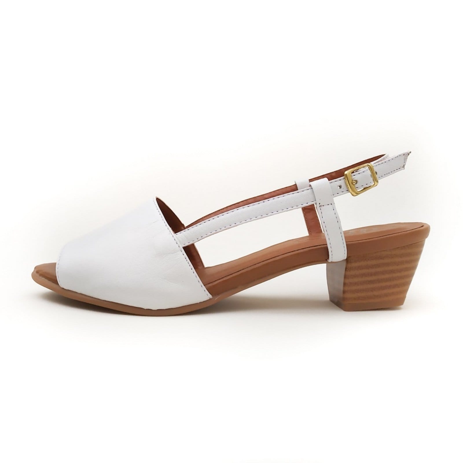 Vista 2 Sandália de Salto em Couro Amo Calçados Mimi Branca Amo Calçados branco