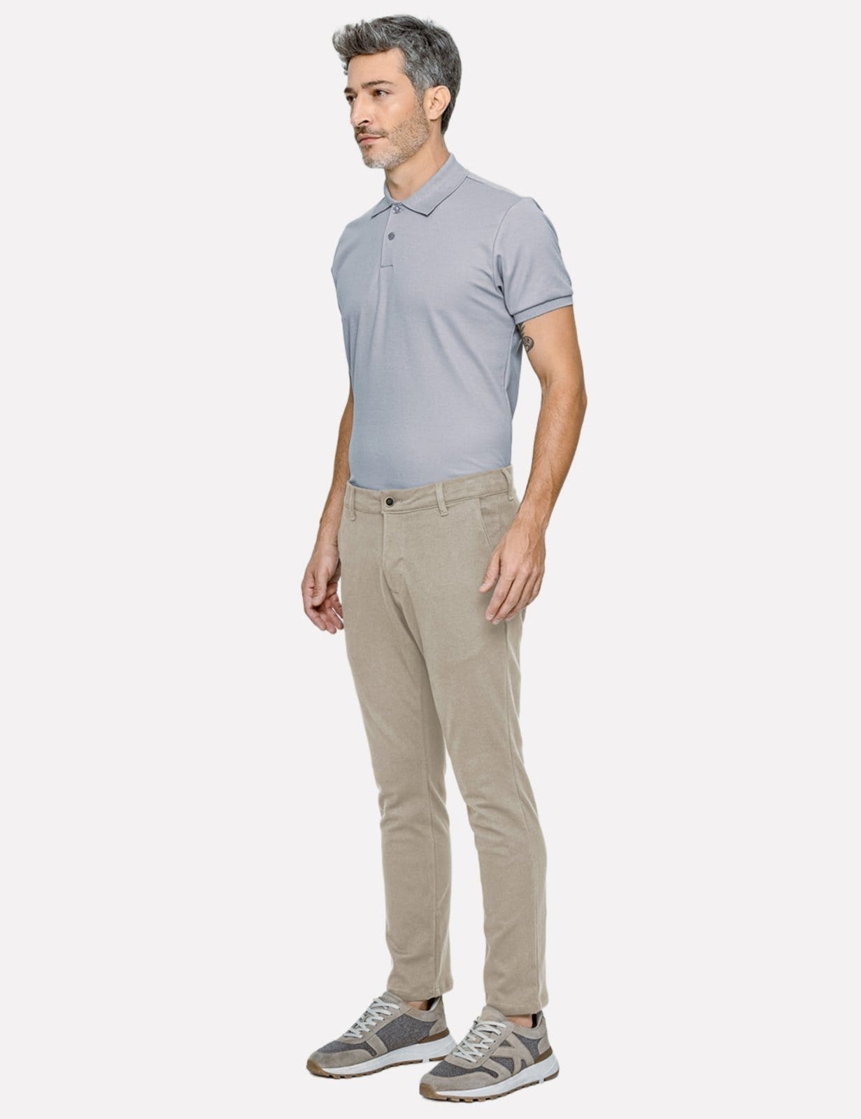 Vista 2 Calça K&J Black Masculina Regular Malha Ponto Roma Alfa Comfy Bege Claro King E Joe bege black