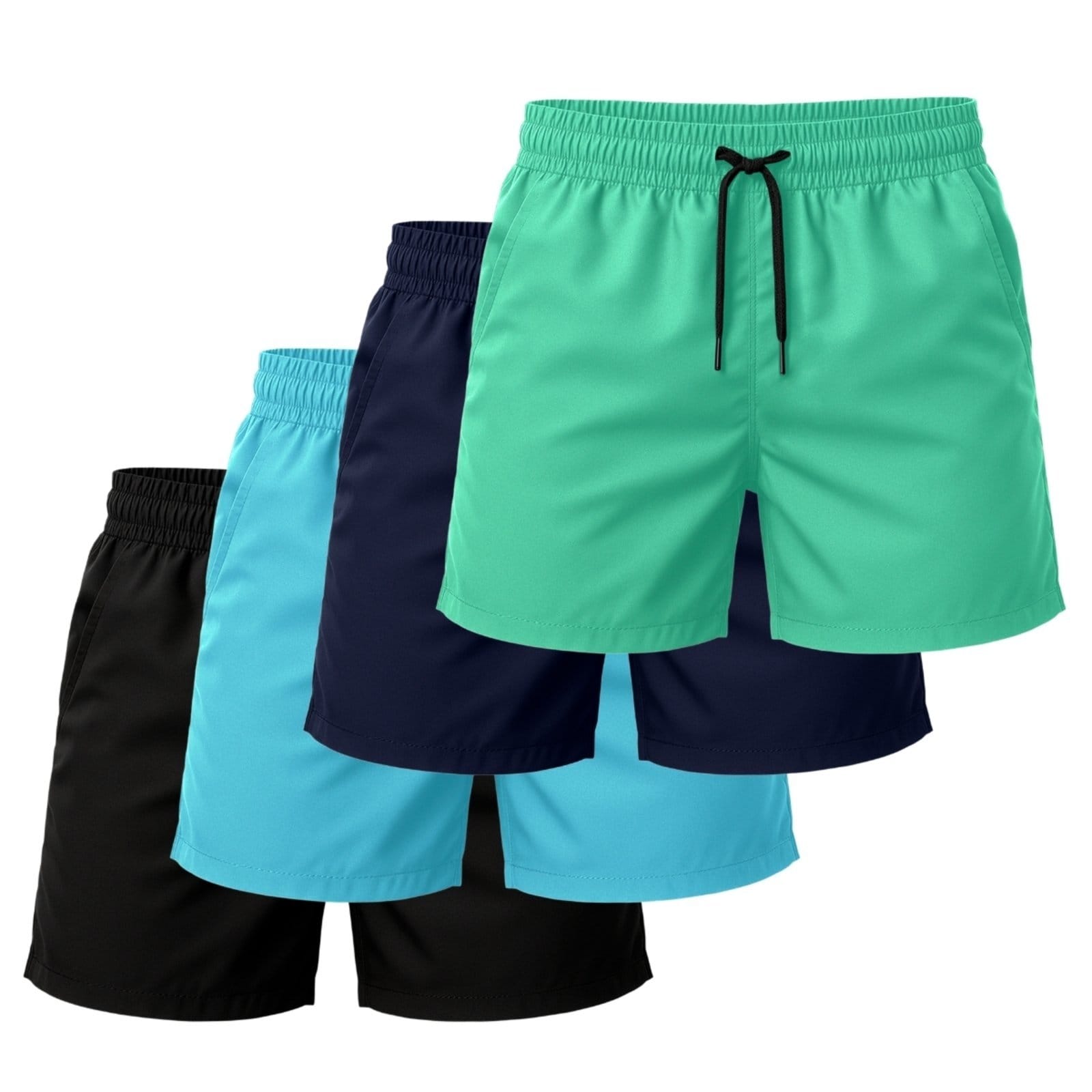 Vista principal Kit 4 Short Tactel Leve Relaxado Moda Praia Liso Bermuda Masculina Relaxado azul