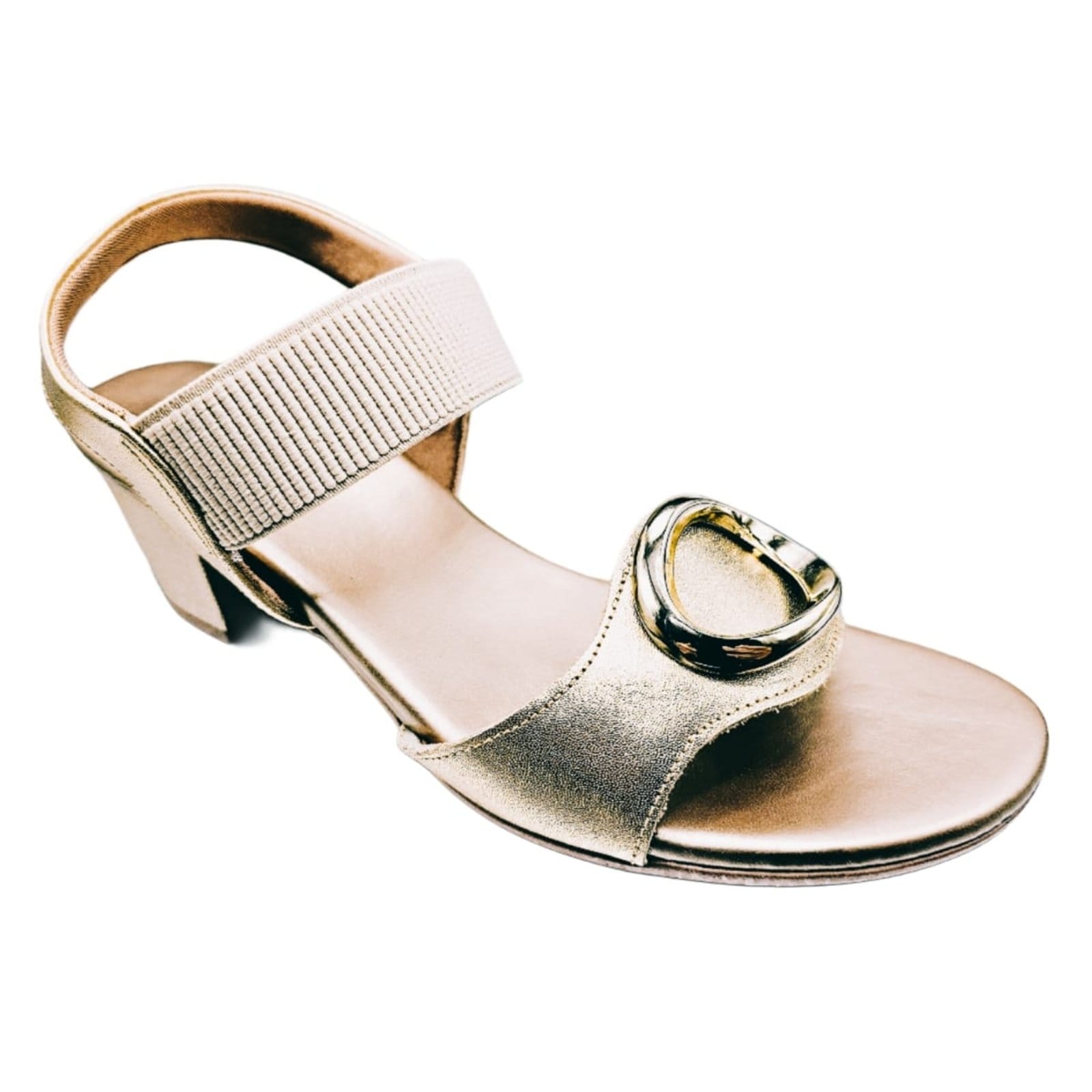 Vista 2 Sandália Usaflex Salto Bloco Médio com Ajuste Elástico Usaflex dourado