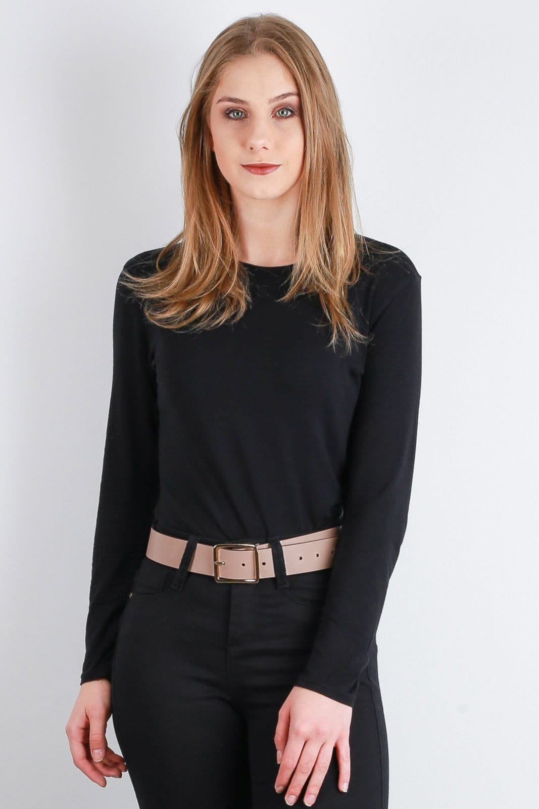 Vista principal Cinto Andrea Vinci Feminino Largo De Couro Maya - Blush Andrea Vinci preto