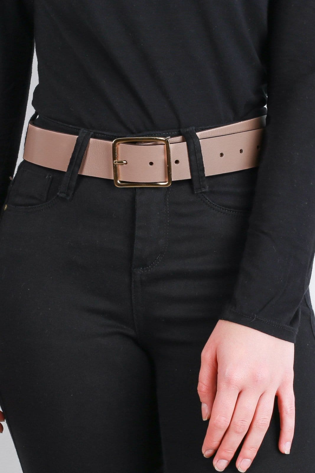 Vista 2 Cinto Andrea Vinci Feminino Largo De Couro Maya - Blush Andrea Vinci preto