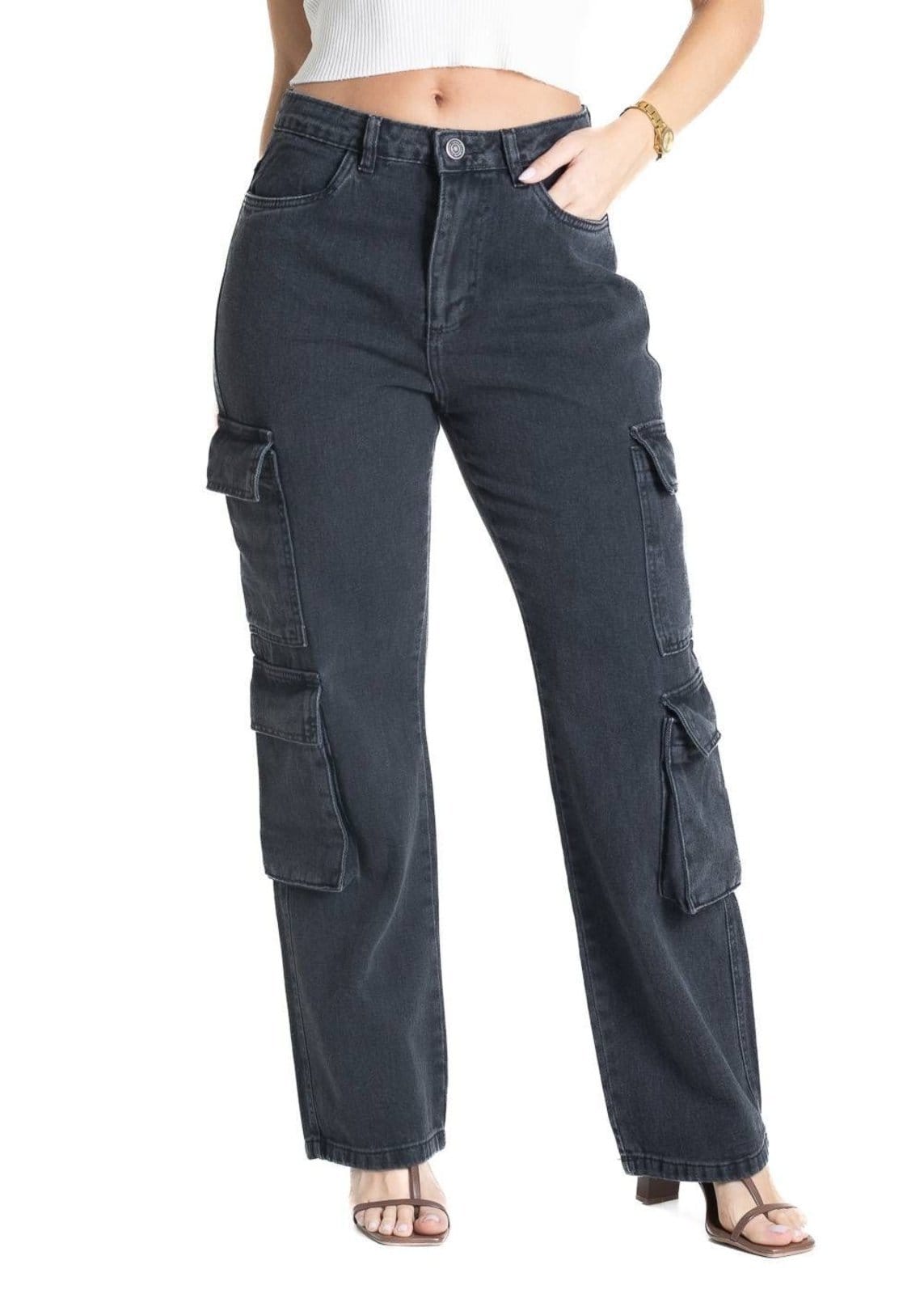 Vista principal Calça Jeans Sawary Reta Petit - 280856 Sawary preto