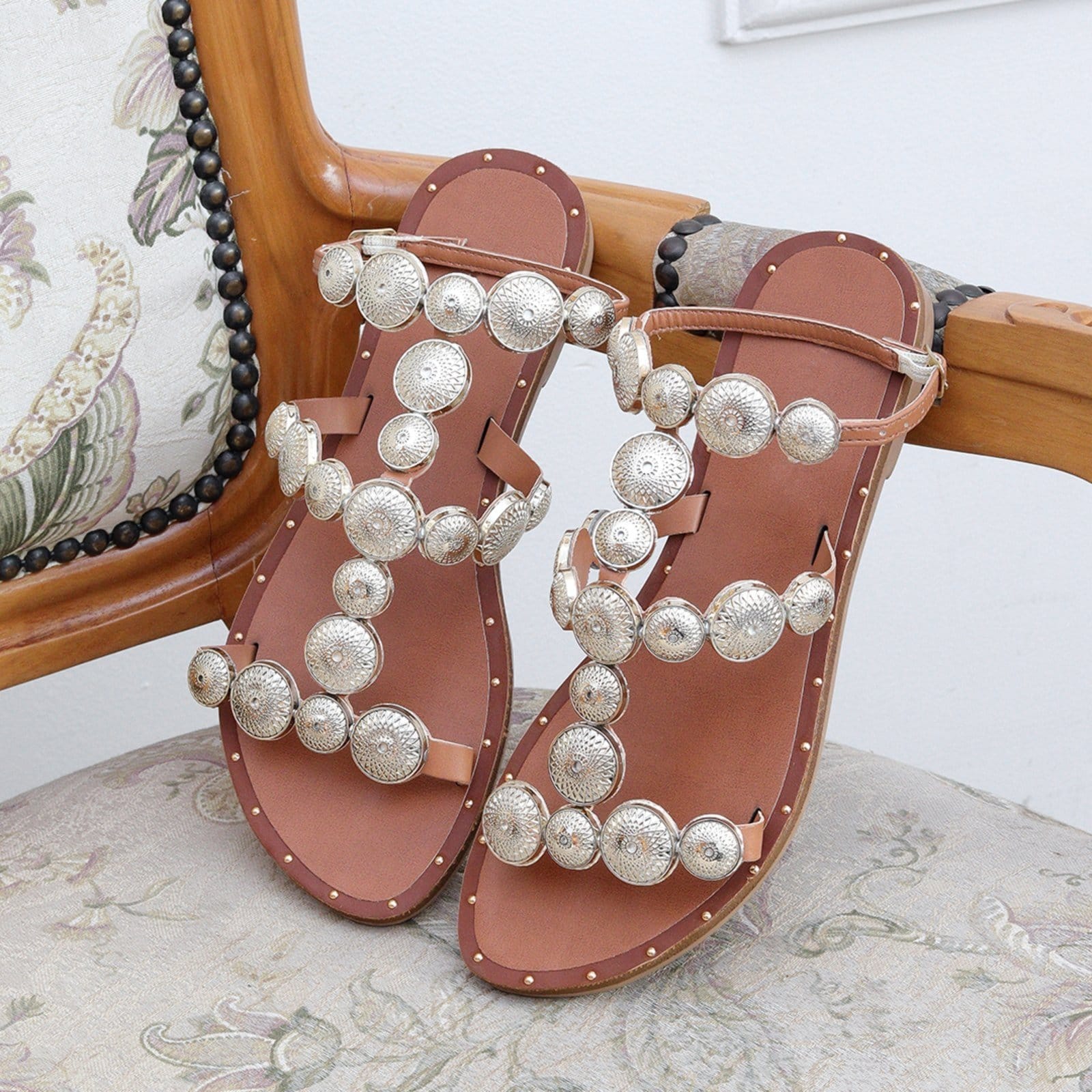 Vista 2 Rasteira Flor de Griffe Sandália Confortável Luxo Dia a Dia F G FLOR DE GRIFFE caramelo