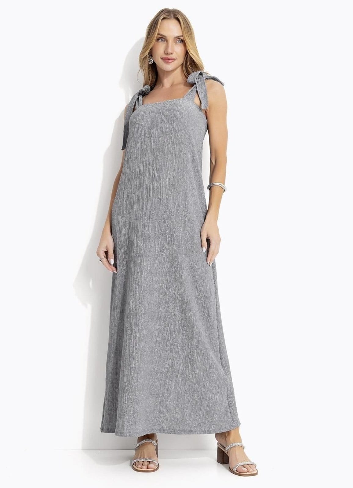 Vestido Em Malha Anarruga Claro