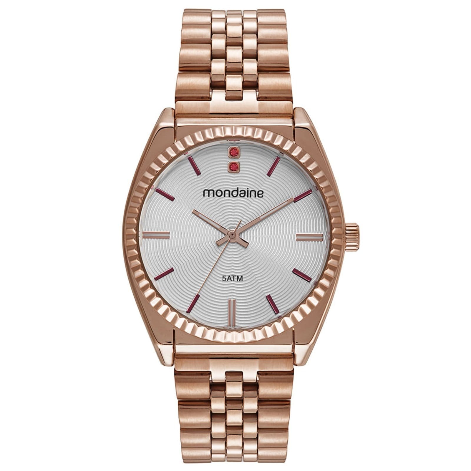 Vista principal Relógio Feminino Rose Gold Prata Redondo Aço Elegante Mondaine rosa rose