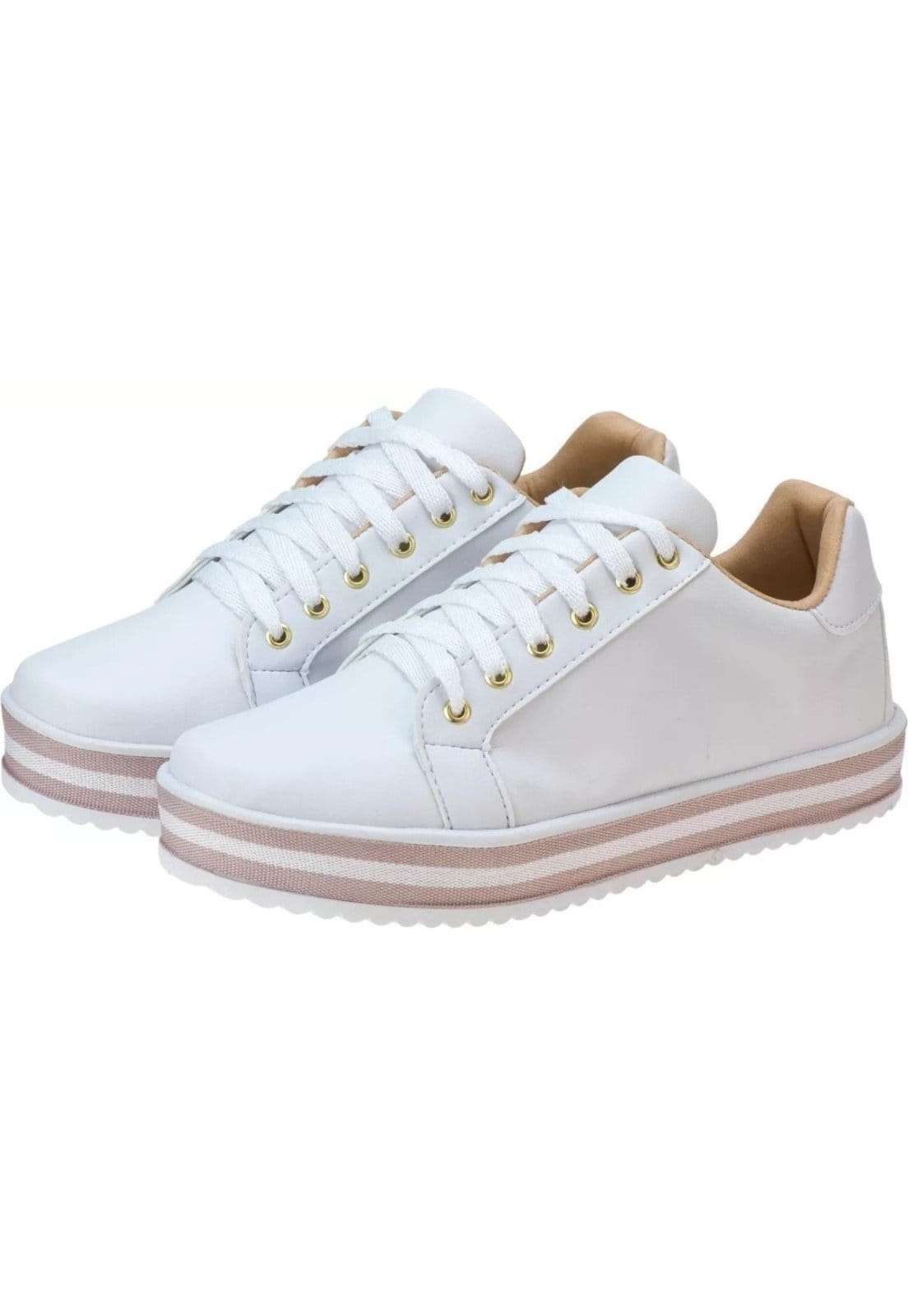 Vista 2 Kit 03 Pares Tênis Casual Lumiss Nude/Preto/Branco Amorelle branco nude