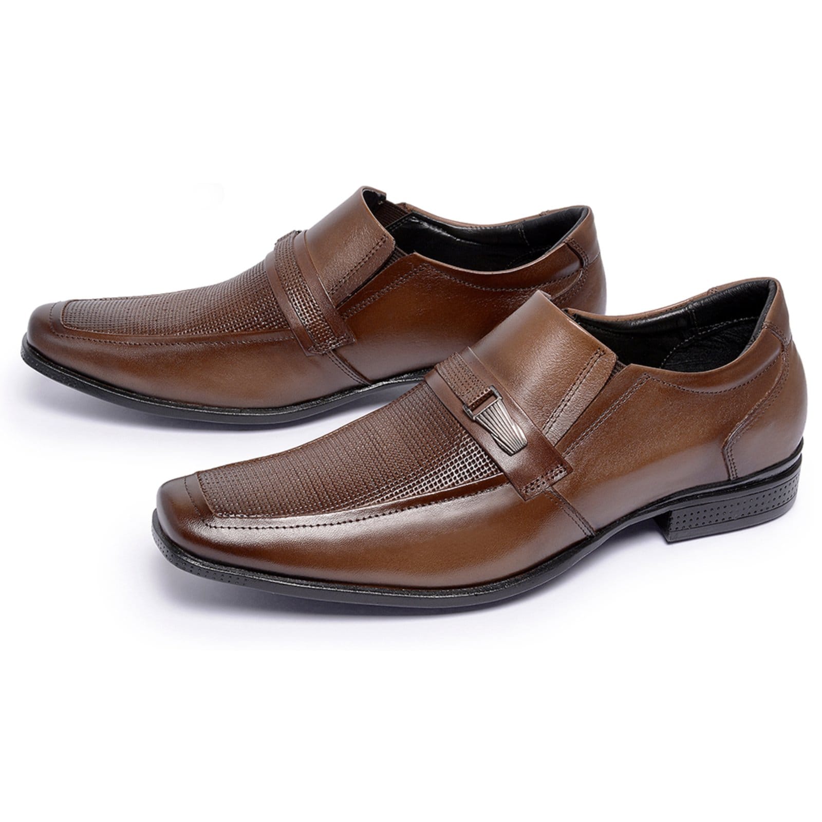 Vista 2 Sapato Social Masculino Ferrile Sport Elástico em Couro Café Ferrile marrom