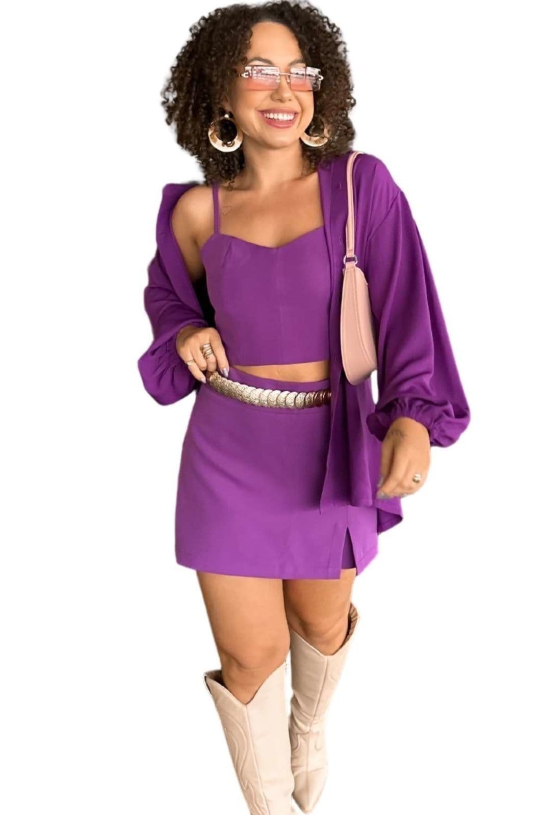 Vista 2 Short Saia Vanibele Alfaiataria Violeta Vanibele roxo violeta