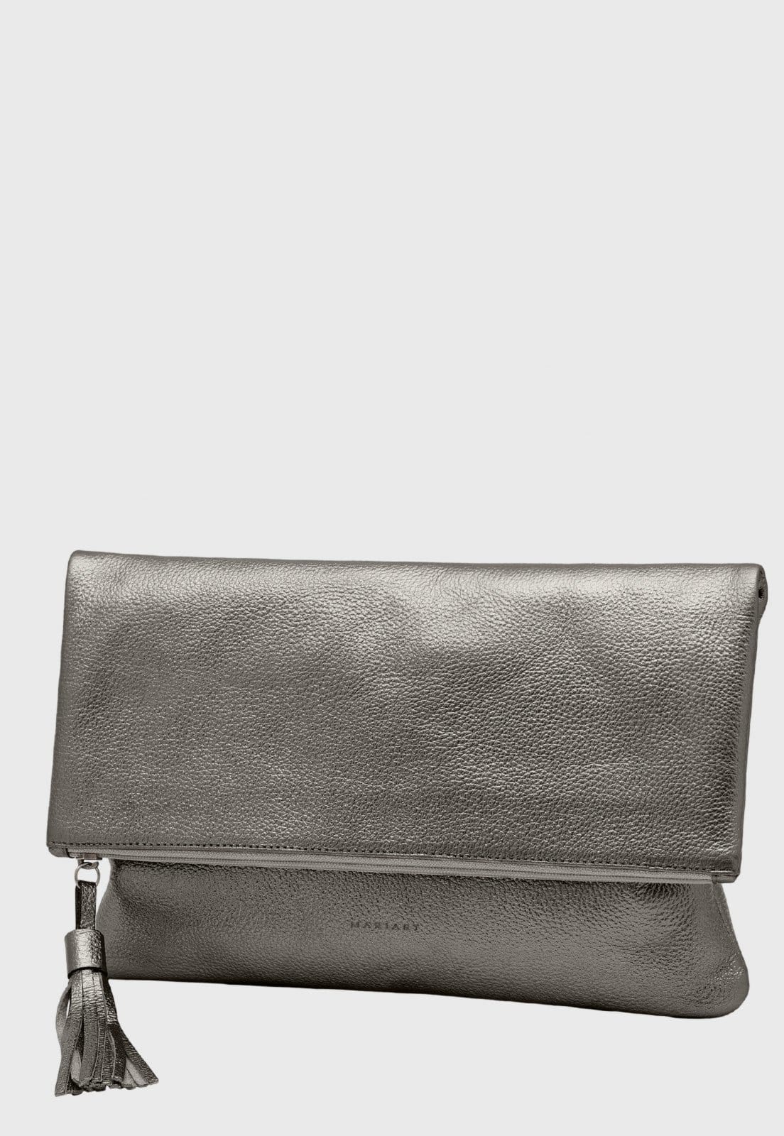 Vista principal Bolsa Carteira Clutch Couro Mariart Hibisco Onix Mariart prata