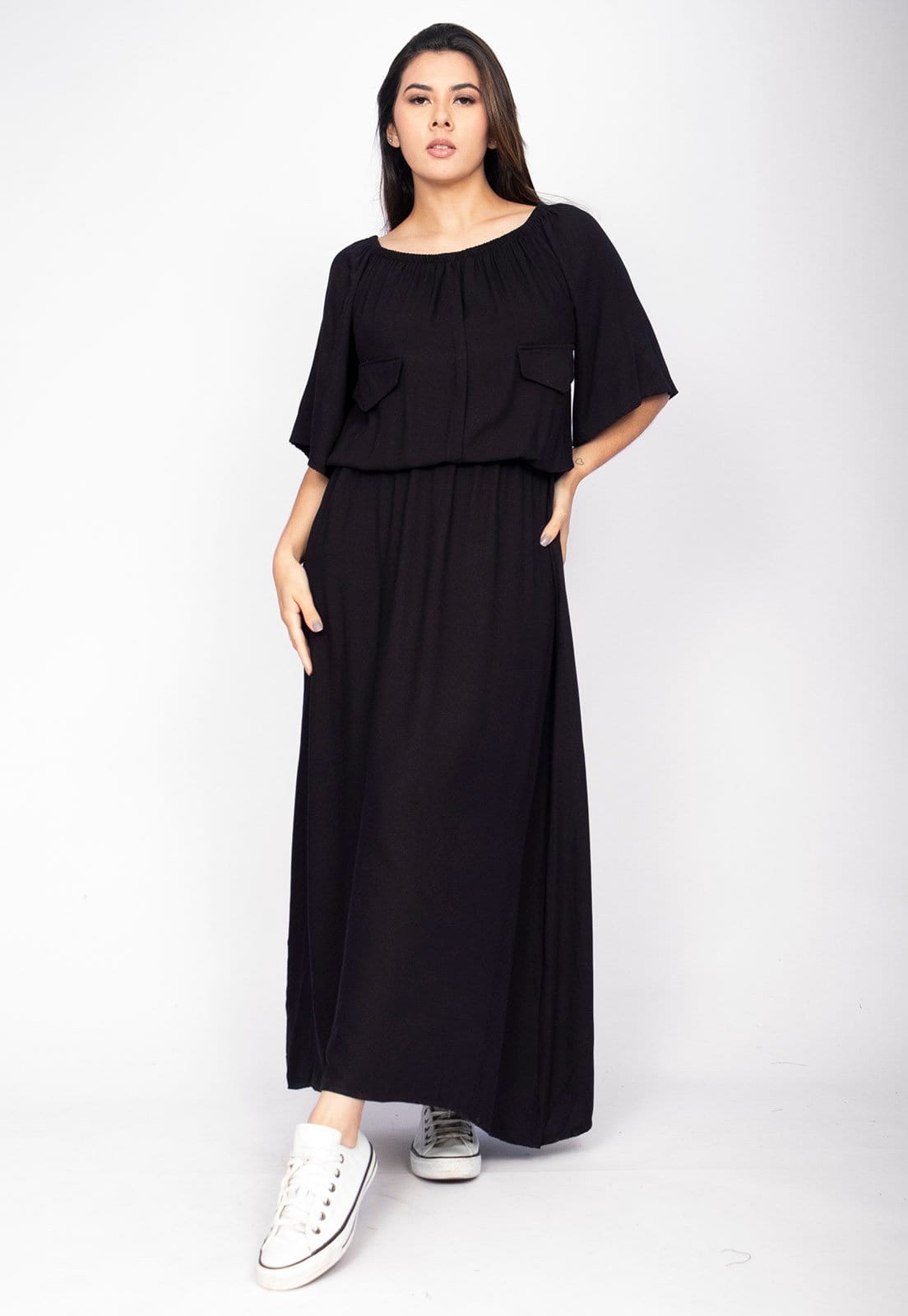 Vestido Midi Cabanafree Ciganinha Viscose Com Lapela