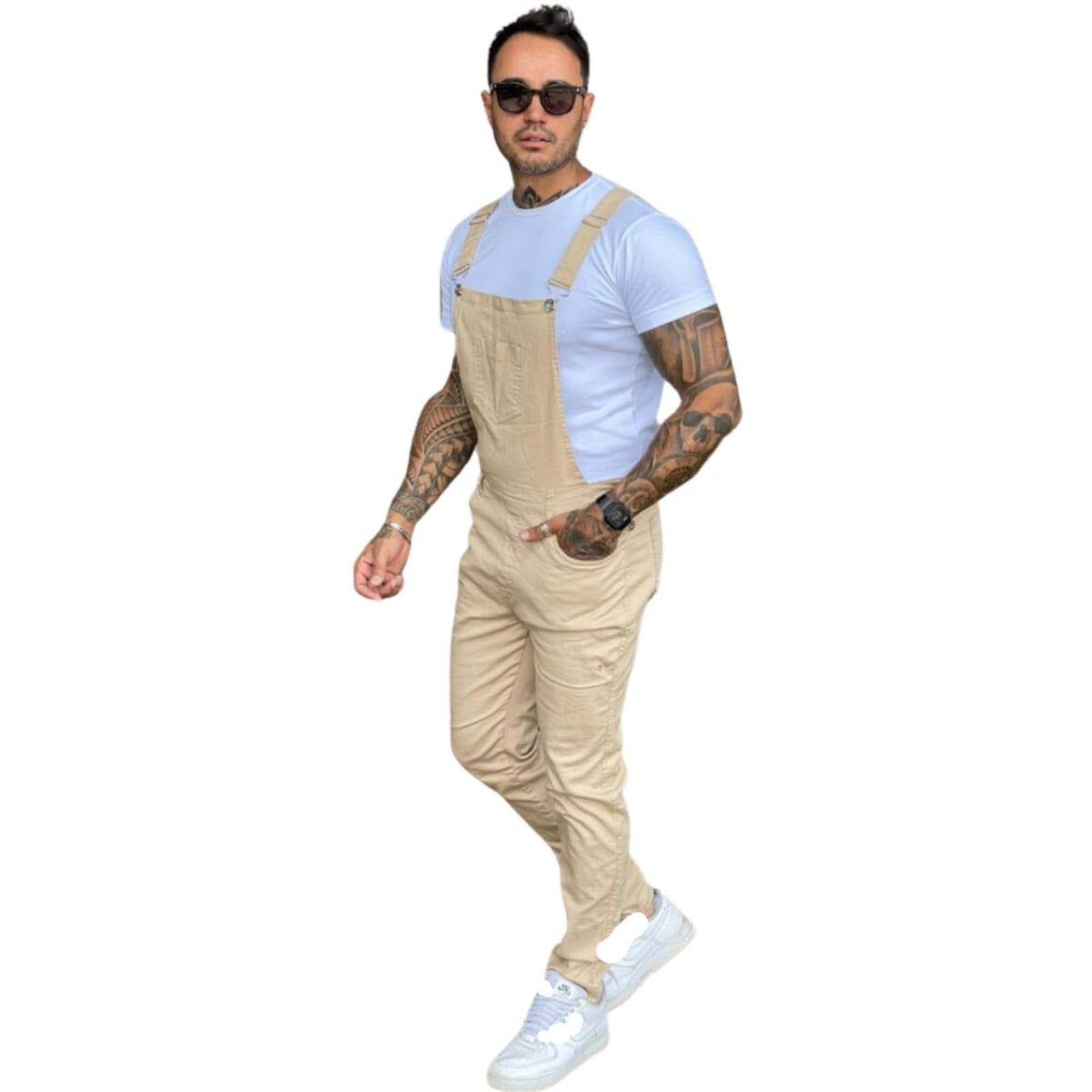 Macacão Creme Sarja Masculino Alleppo Jeans Malé