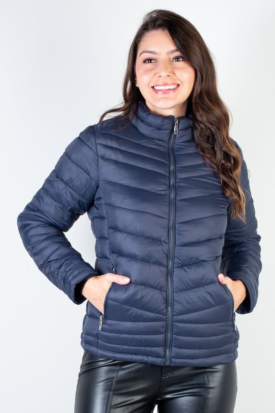 Vista principal Jaqueta Enluaze Feminina De Nylon Curta 80226 Enluaze azul