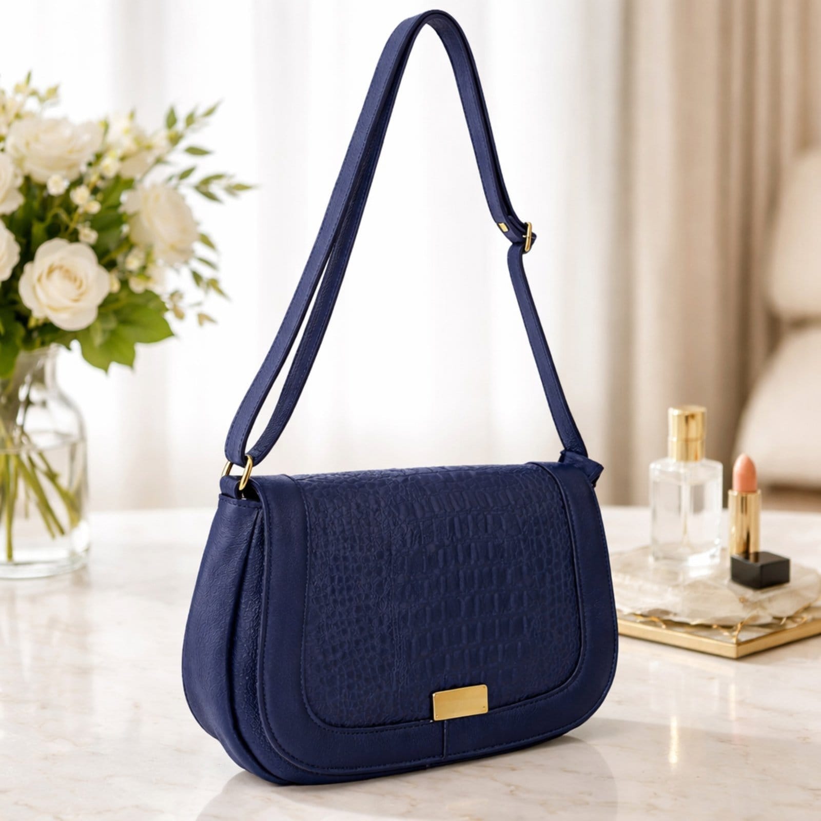 Bolsa Transversal TopGrife Couro Marinho