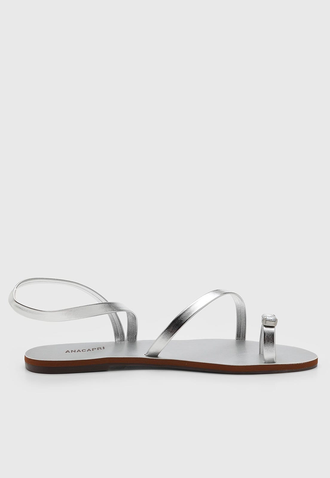 Vista 2 Rasteira Fechada Feminina Anacapri Tiras Detalhe Anacapri prata