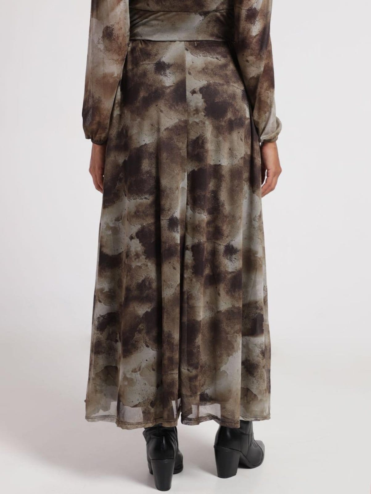 Vista 2 Saia Tule Evasê Autentique Feminina AREIA Autentique amarelo