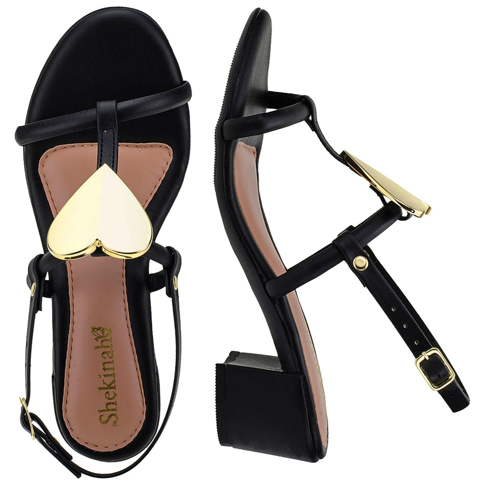 Salto Bloco Saltinho Baixo Shekinah Detalhe Enfeite Coração Moda Delicada