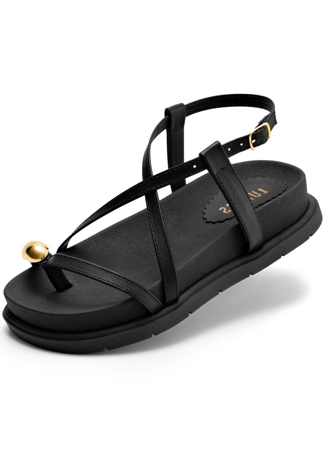 Sandália Papete Feminina Lumiss Confortável Tira Enfeite Metalizado Blogueira