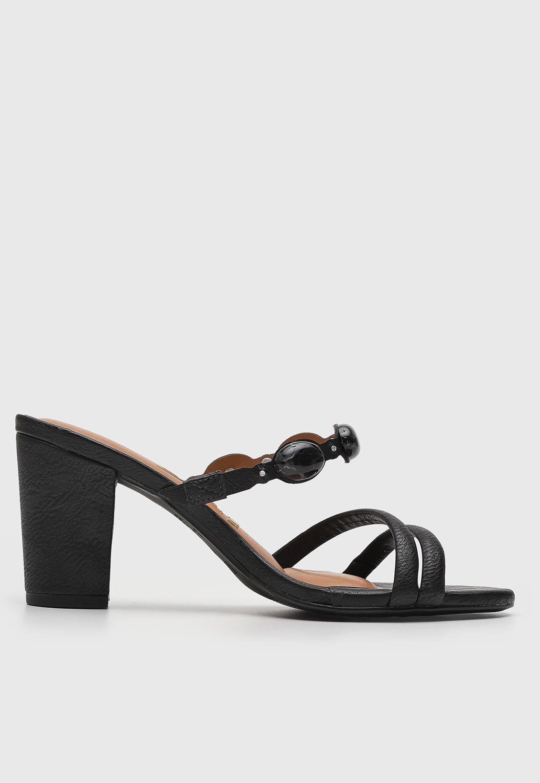 Vista 2 Sandália Feminina Vizzano Tiras Pedraria Preta VIZZANO preto