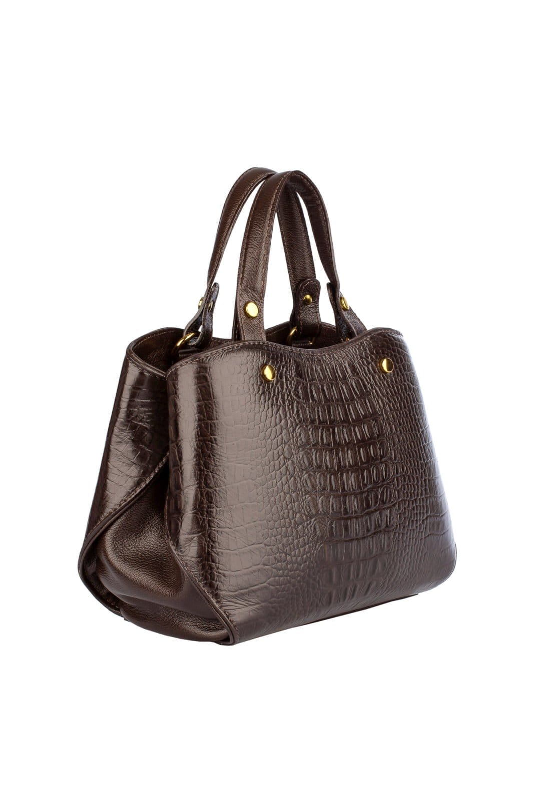 Vista 2 Bolsa Andrea Vinci Baú Pequena De Couro Croco Megan Andrea Vinci café