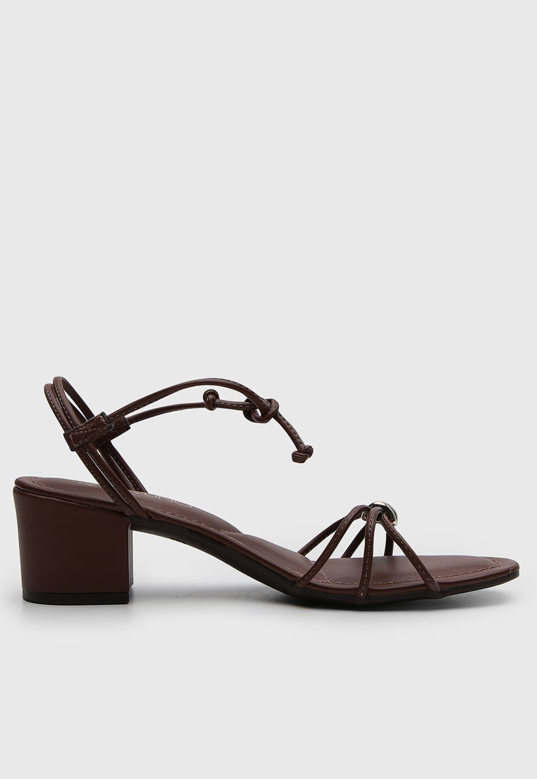 Vista 2 Sandália Feminina VIA UNO Tiras Detalhe Metálico VIA UNO marrom
