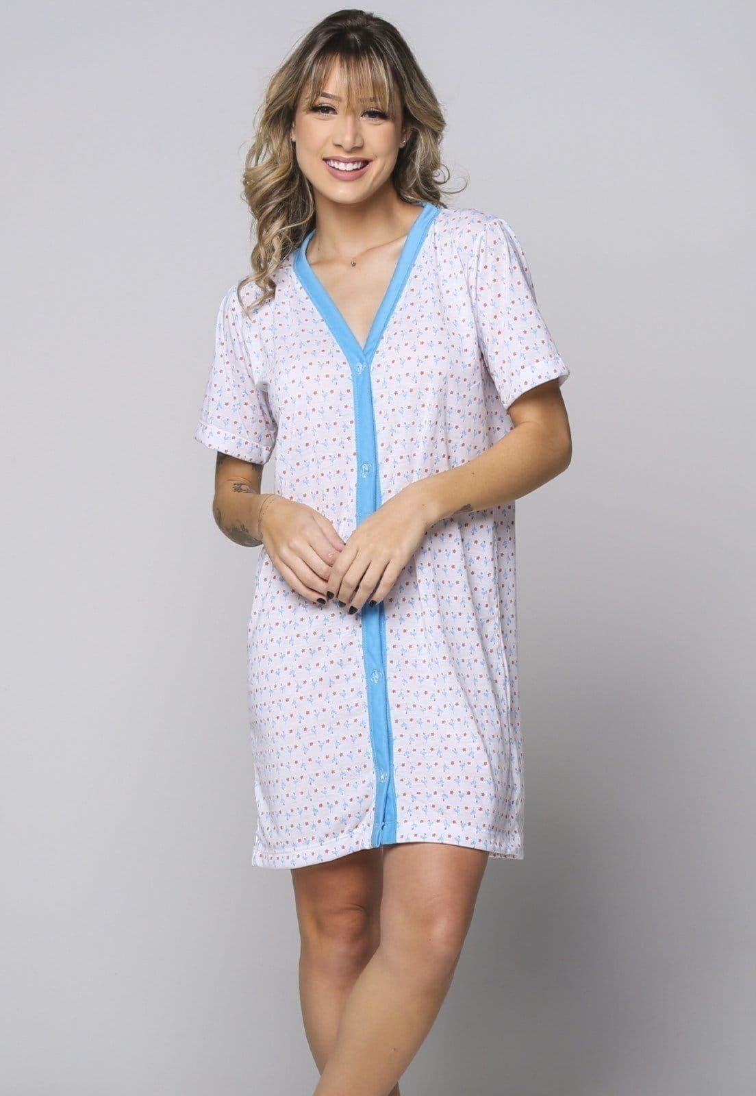 Camisola Aberta com Botão WLS Modas Pós Cirúrgica Helena