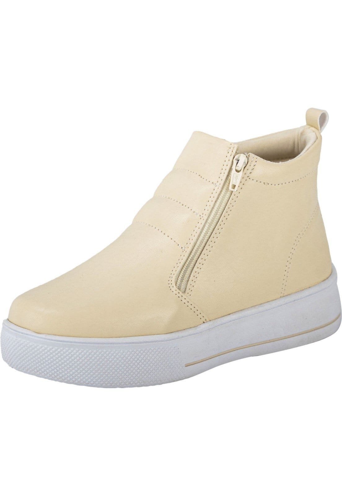 Tenis Casual Lumiss Cano Alto Botinha Plataforma Confortável Off White