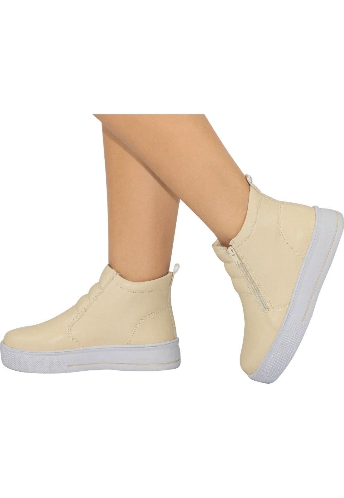 Tenis Casual Lumiss Cano Alto Botinha Plataforma Confortável Off White - 2