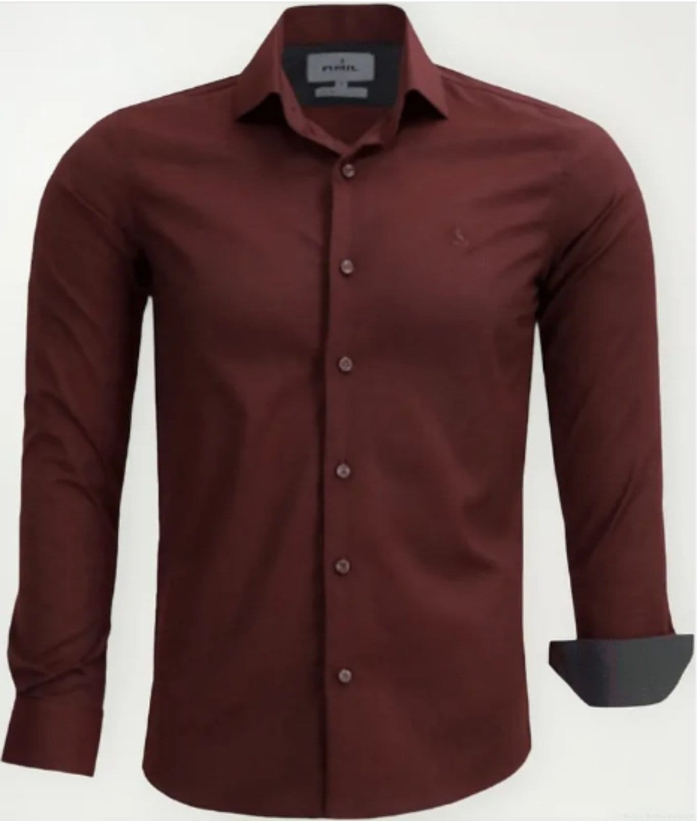 Camisa Social Amil Slim Nobel Algodão com Elastano Manga Longa Luxo Vinho