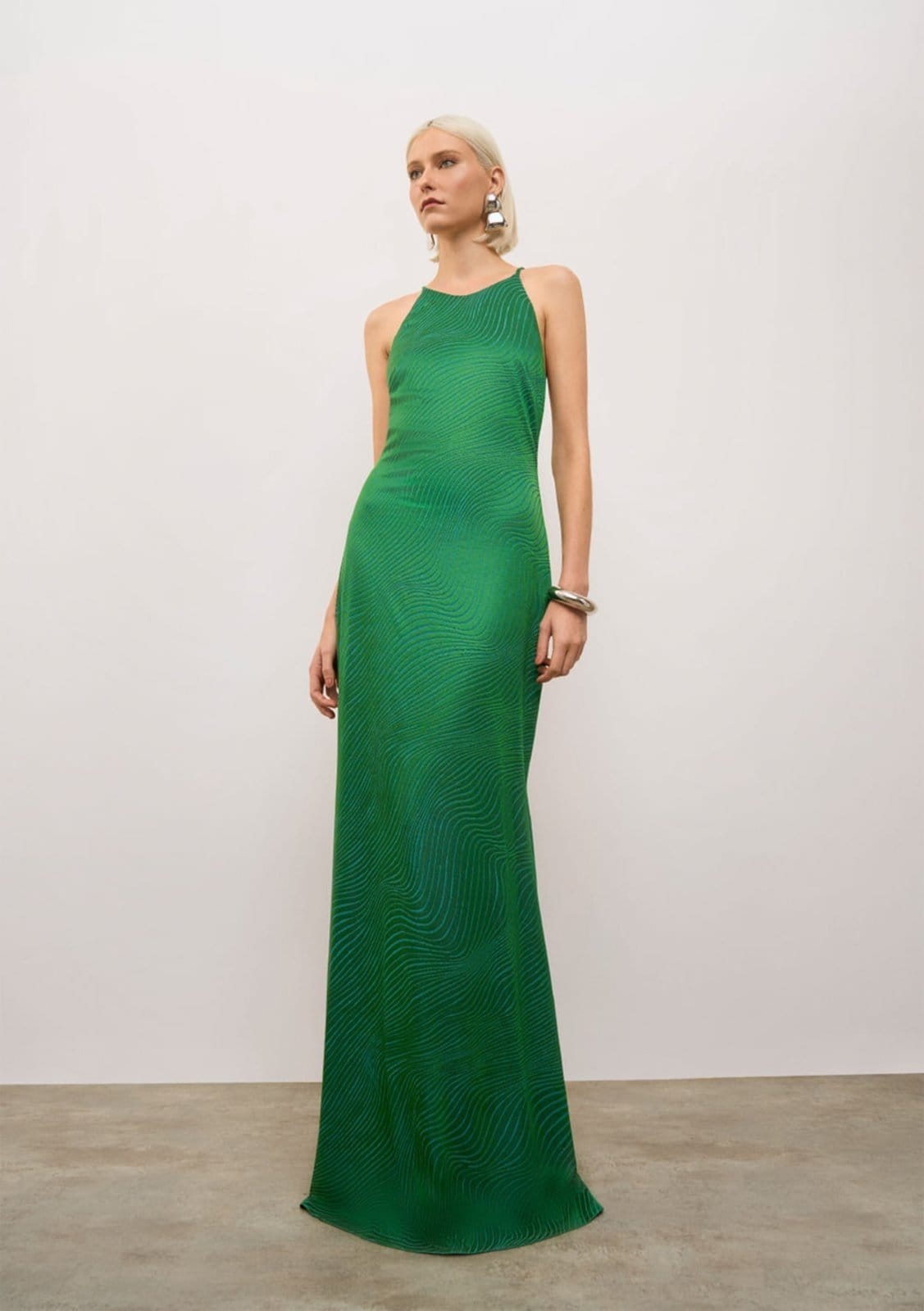 Vista principal Vestido Iódice Ajustado Decote Careca Com Alça Longo IÓDICE verde