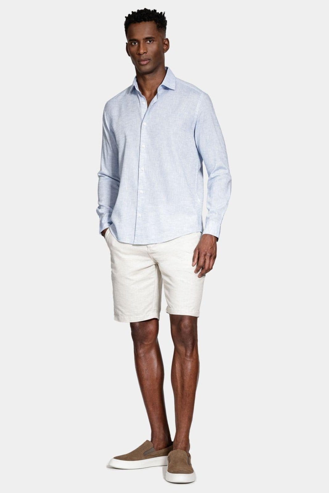 Vista 2 Camisa Aramis Slim Manga Longa Linen Aramis azul