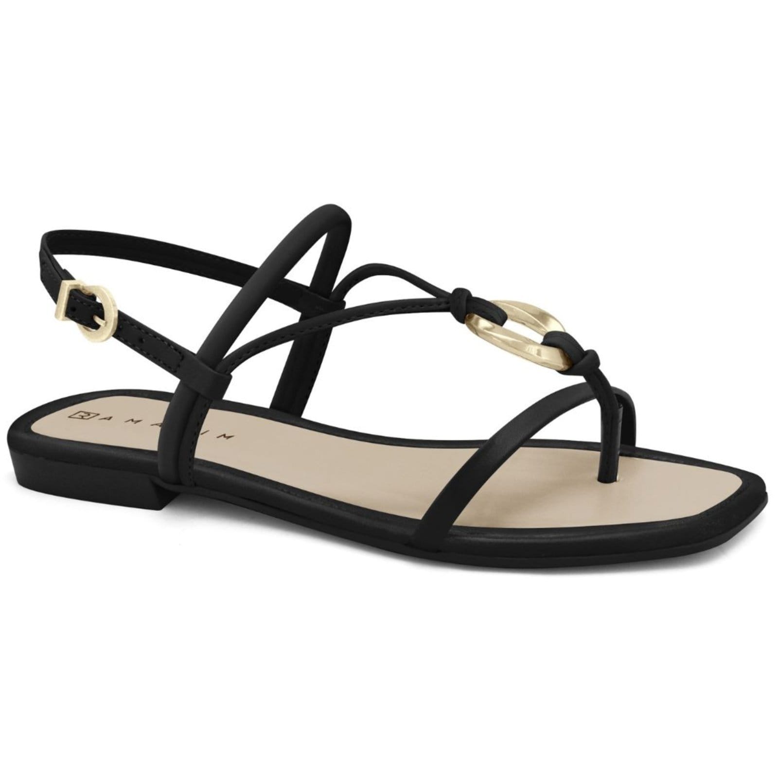 Sandália Feminina Rasteira Preta Ramarim 2440204-5