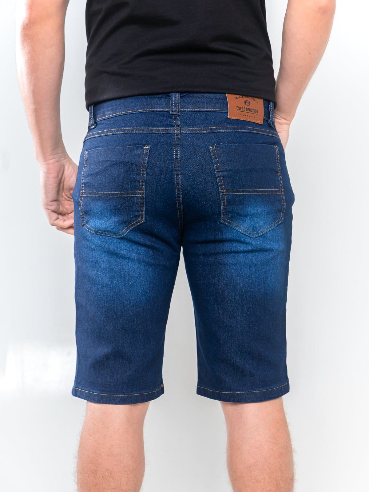 Vista 2 Bermuda Puidos Masculina Escura Kovali Basica e Confortavel KOVALI FASHION STORE azul/jeans