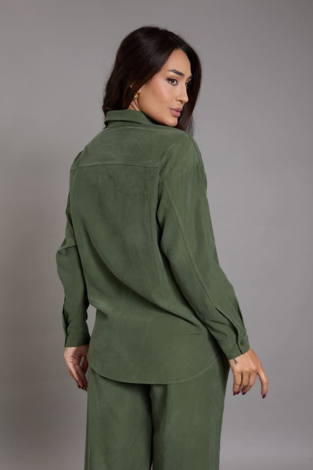 Vista 2 Camisa Manga Longa Feminina Em Viscose Lemier Collection LEMIER verde