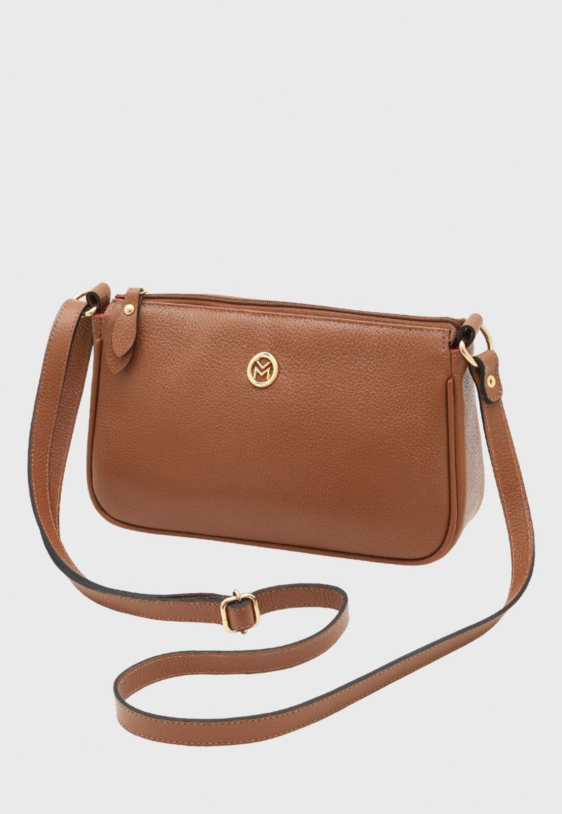 Vista 2 Bolsa Transversal Couro Mariart 2030 Camel Mariart caramelo