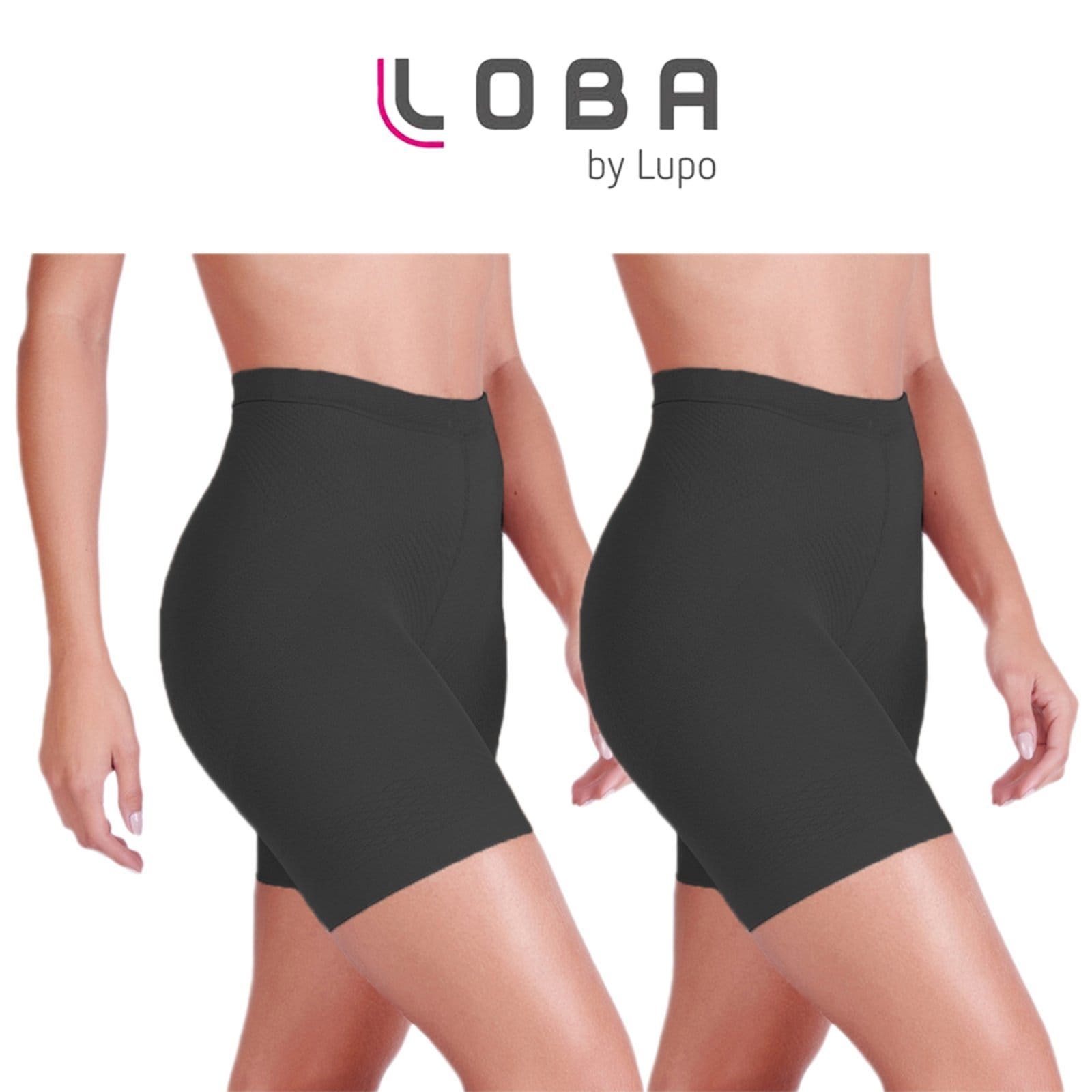 Vista principal Kit 2 Cinta Shorts UP-LINE Loba Diminui e Modela a Cintura Lupo preto