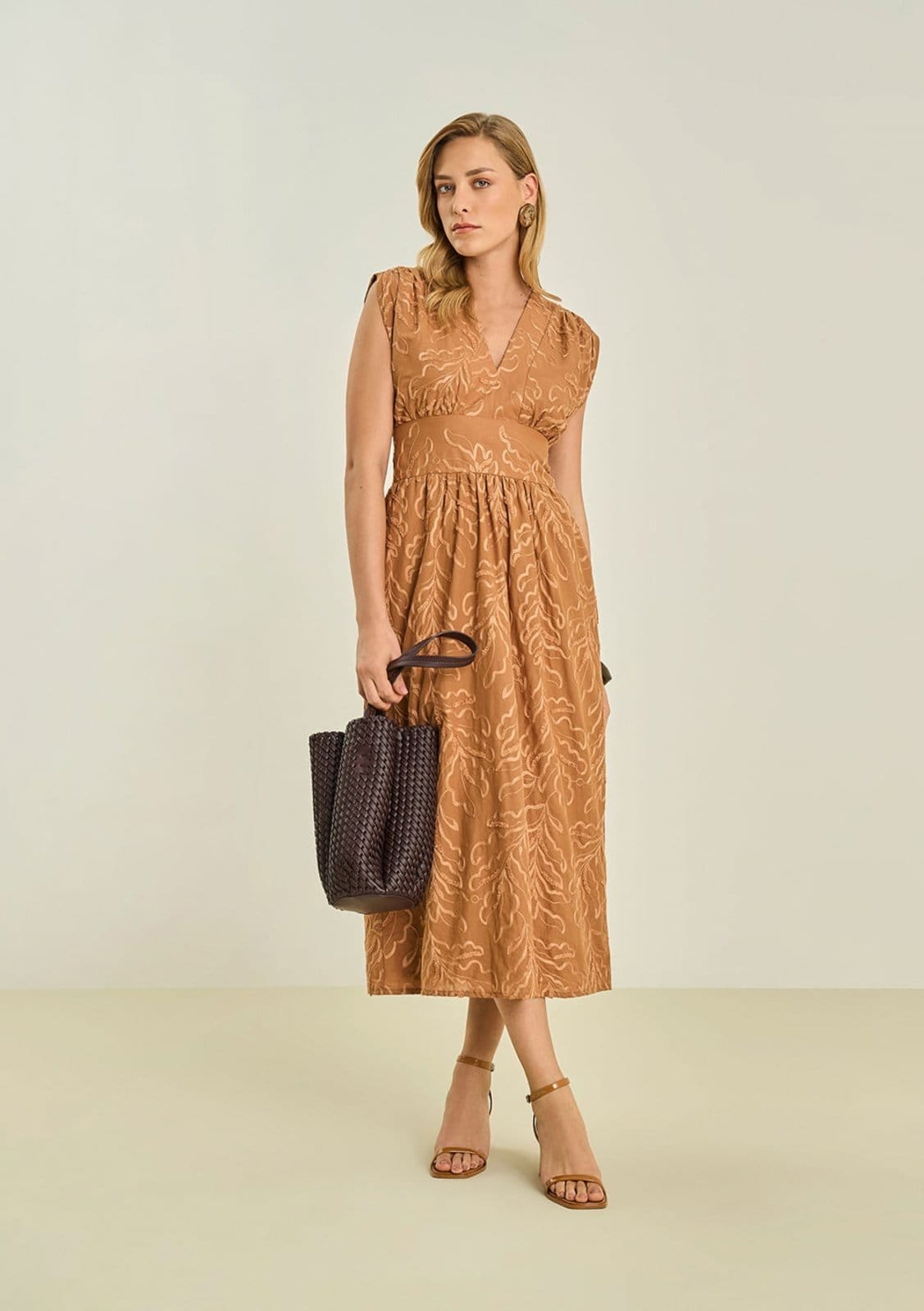 Vestido Maria Valentina Ajustado Decote V Sem Manga Longo