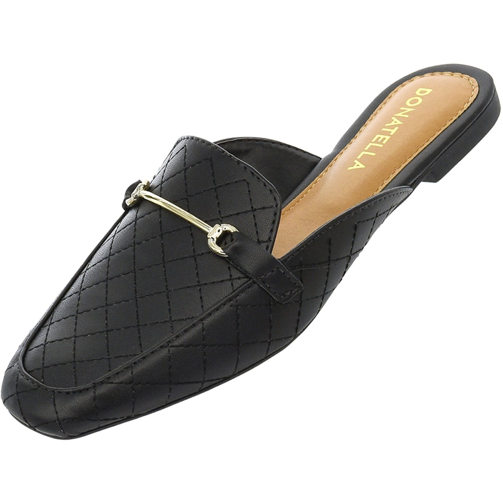 Vista 2 Sapato Mule Feminino CM Calçados Bico Quadrado Confort Matelasse Monte Shoes preto