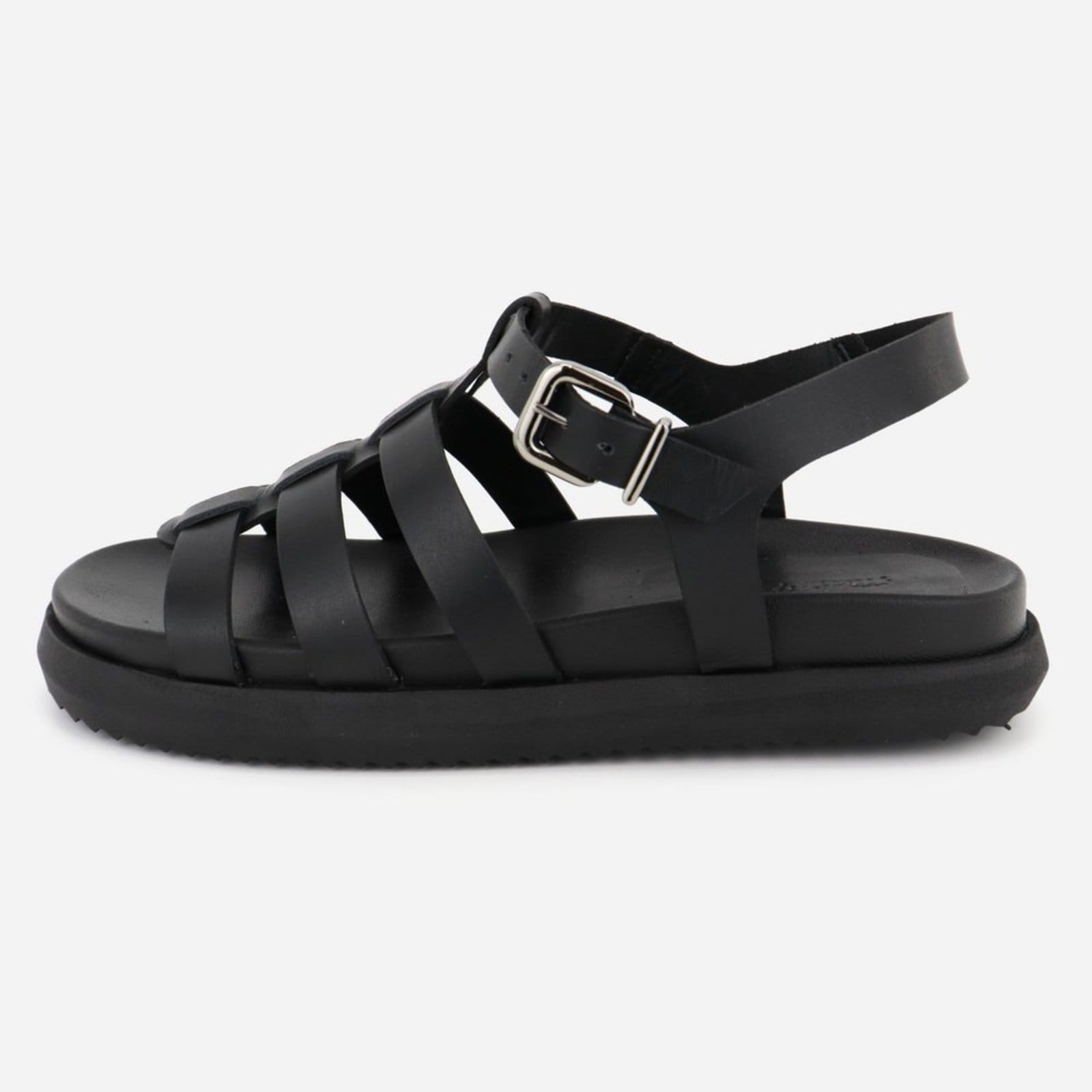 Vista principal Sandália Gladiadora Confort Solado Maria Paula Couro Rasteiria MARIA PAULA preto