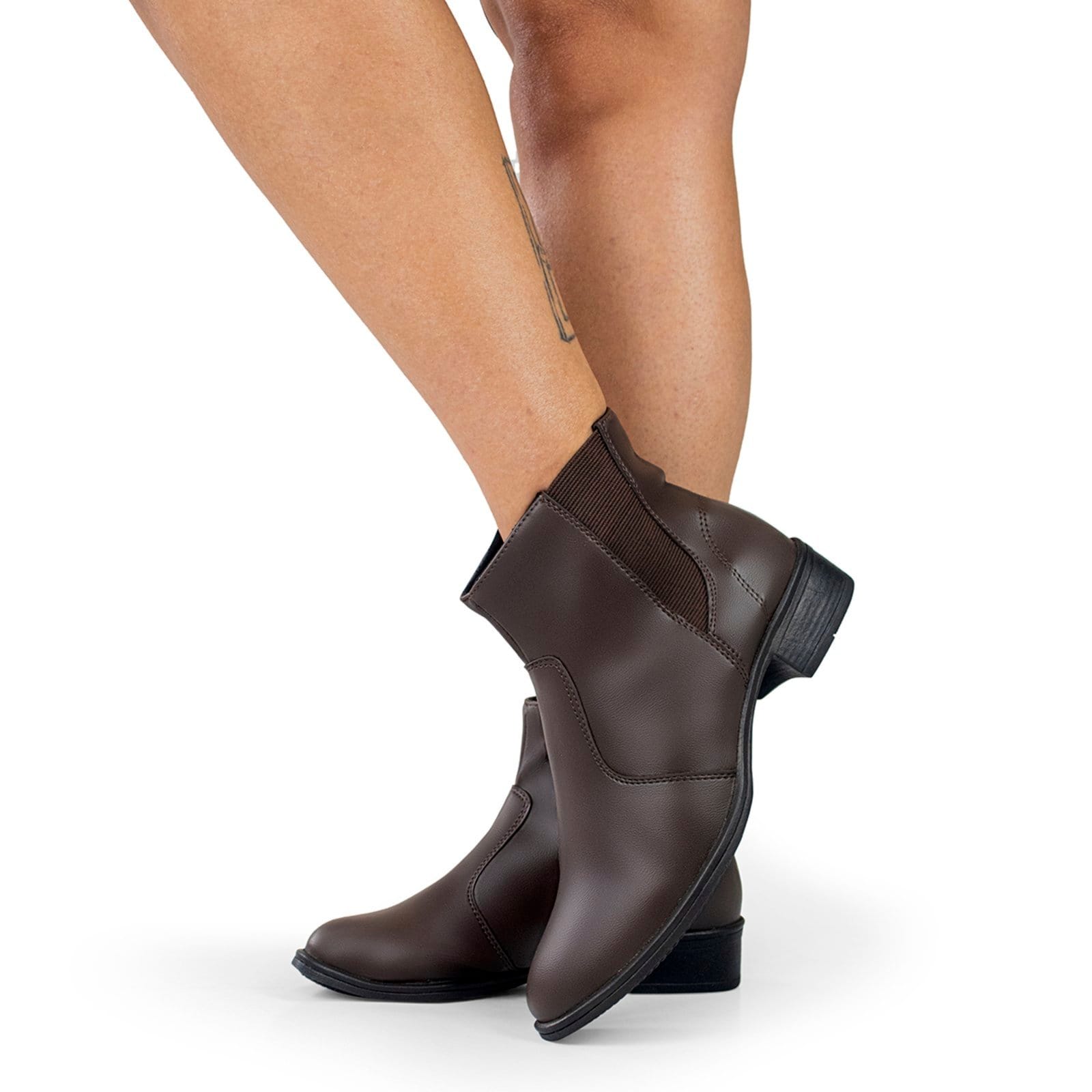 Bota Feminina Épico Cano Curto Salto Baixo Lisa Confortável Moda