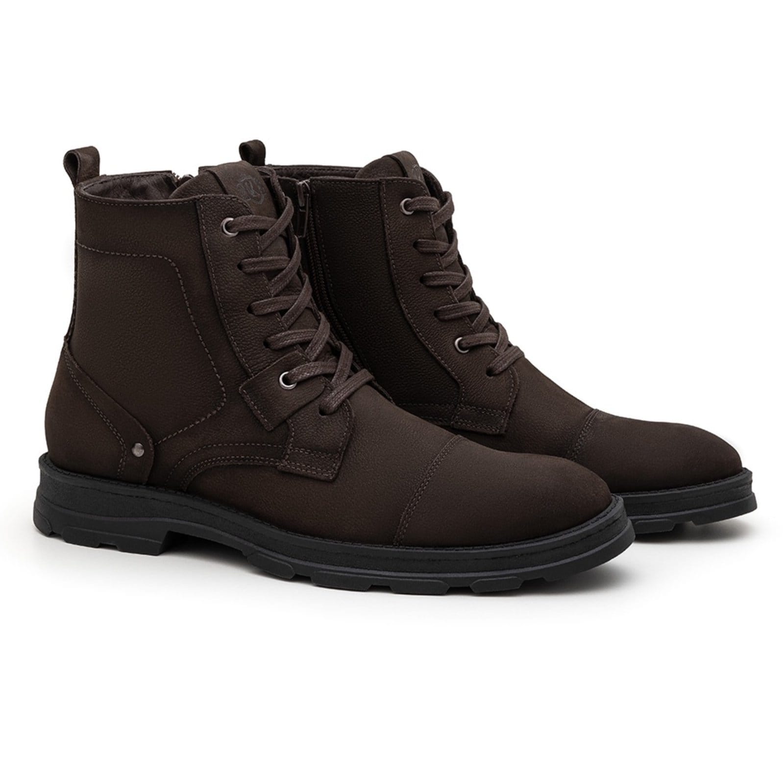 Bota Masculina Sapatofran Couro Cano Médio Conforto Benaia Café